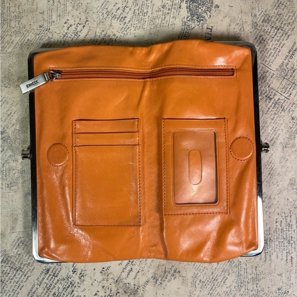 HOBO Lauren clutch wallet orange leather vintage - Picture 7 of 14